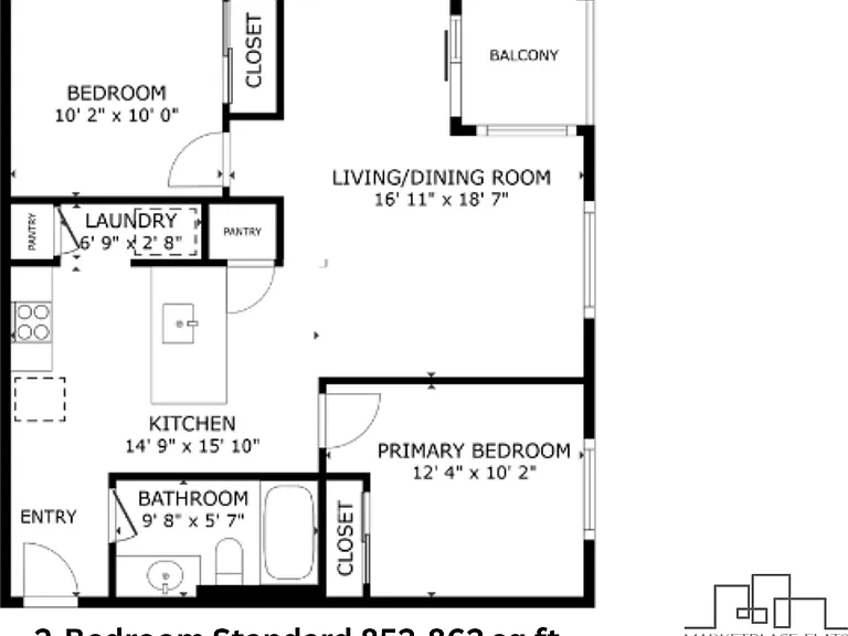 2x1 Standard l 852+ sq ft l Marketplace Flats 2x1 Standard l 852+ sq ft l Marketplace Flats