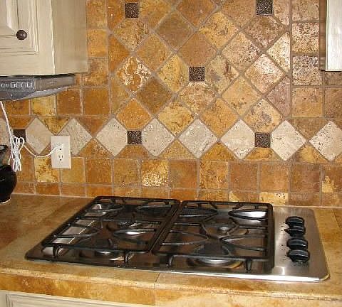 Gas cooktop, travertine