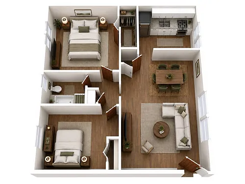 Floor plan Belair Manor - 2 BD 1 BTH, Renovated