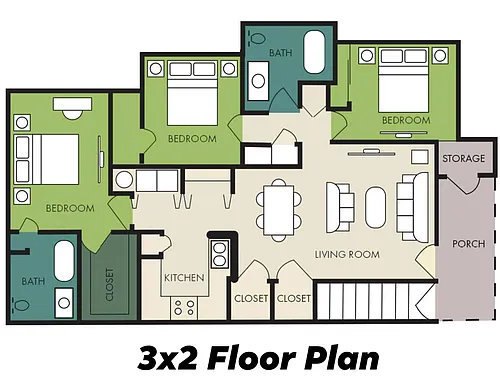 Floor plan 3/2 60%