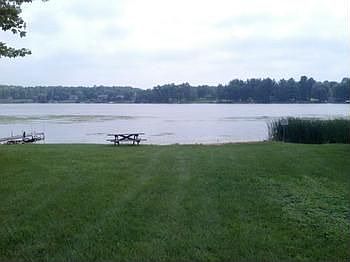 Lake access with beach at across the street.