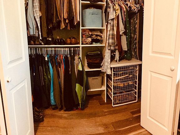 Built-in closet organizer, deep closet space.