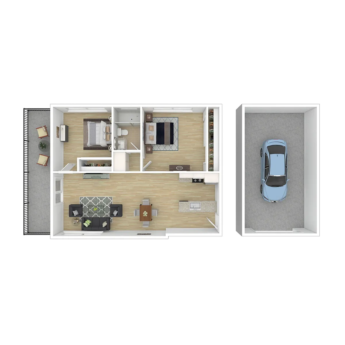 Floor plan Luxury 2 Bedroom w Garage