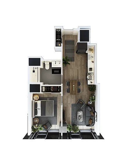 Floor plan 1 Bed-1 Bath-LT-11