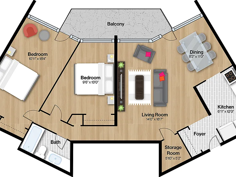 976sqft / 106sqft Balcony