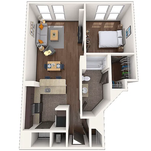 Floor plan Traditional 1x1 685-954 SF