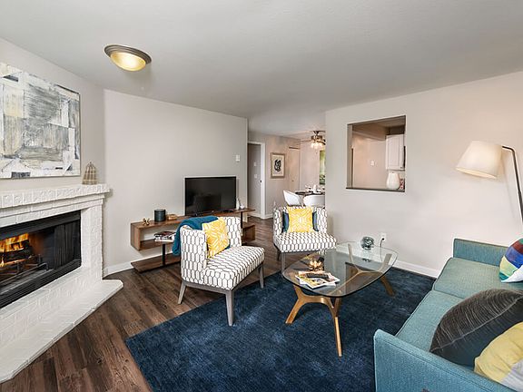 Living Room with Sliding Door & Fireplace