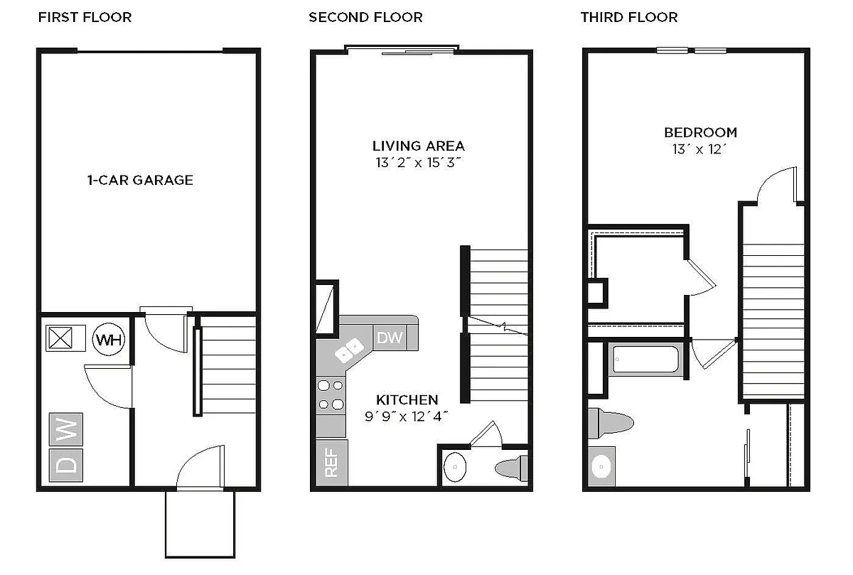 Floor plan A2 Stanton - 1 Bedrooms, 1.5 Bathroom