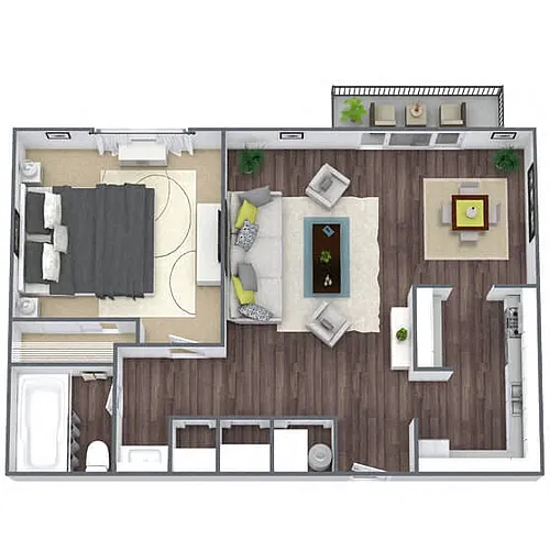 Floor plan A1: 1 Bed 1 Bath