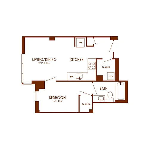Floor plan 1 Bed/1 Bath-B6