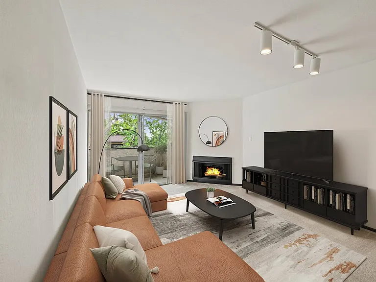 Living room with fireplace