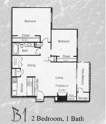 Floor plan 2 bed/1 bath