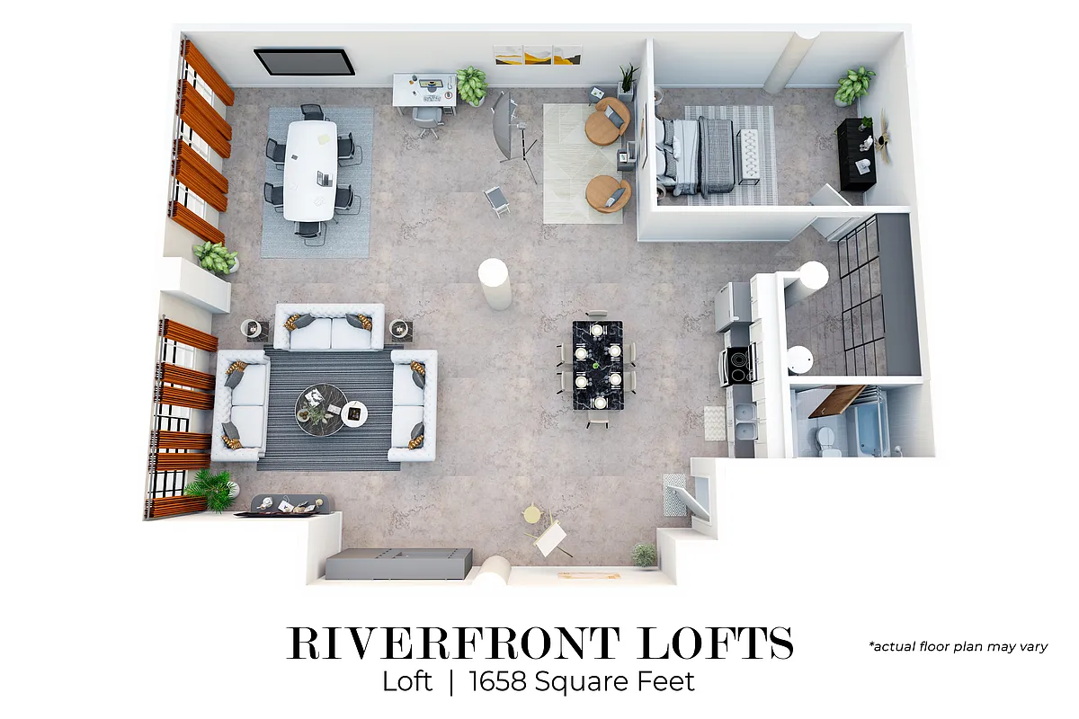 Floor plan 1 Bedroom, 1 Bath Loft Style