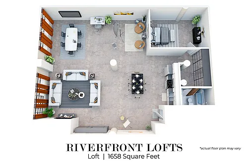 Floor plan 1 Bedroom, 1 Bath Loft Style