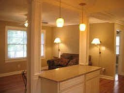 View from kitchen to family room