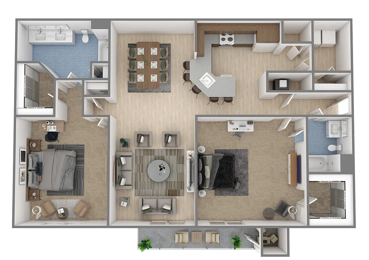 Floor plan 2 Bed | 2 Bath