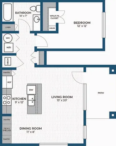 Floor Plan 1B | Seasons at Mount Pleasant | Apartments in Mount Pleasant, WI Floor Plan 1B | Seasons at Mount Pleasant | Apartments in Mount Pleasant, WI