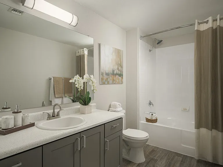 Elegant and modern bathrooms at Trevi Apartment Homes