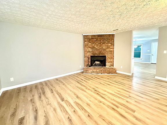 Living room brick fire place