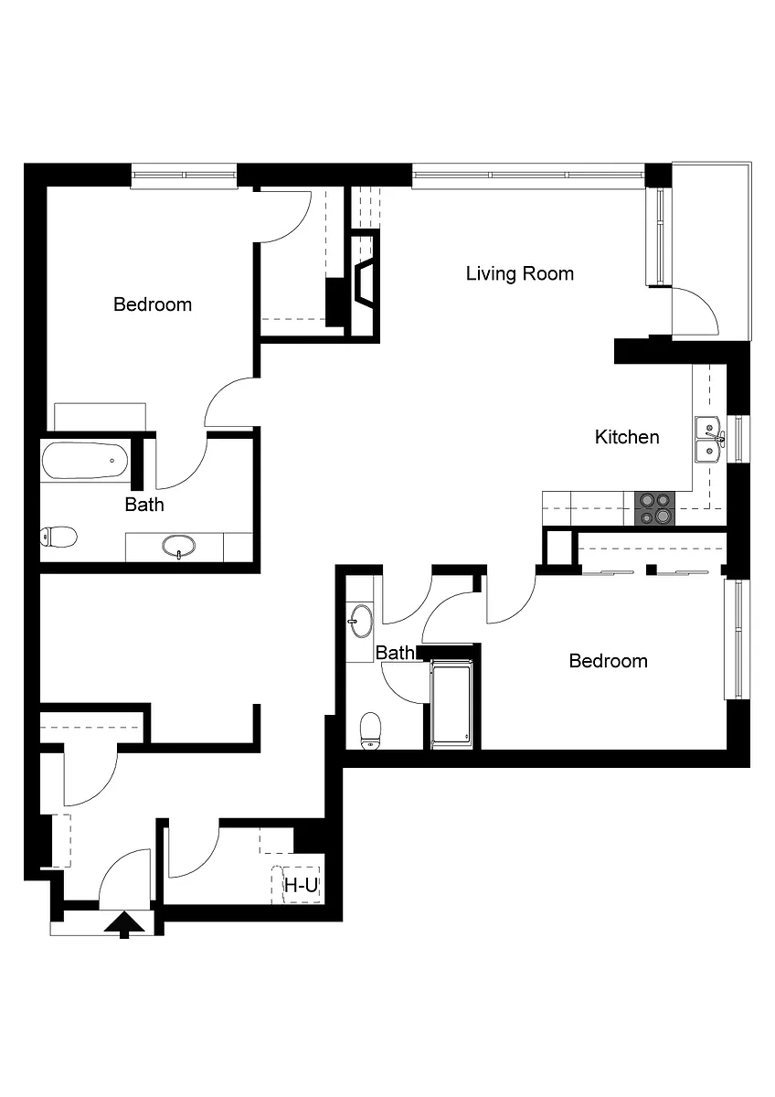 Floor plan 2x2 w/ Den B