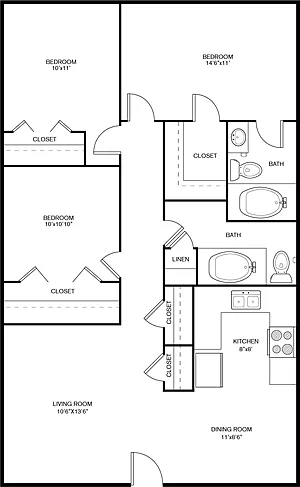 3 Bed, 2 Bath 3 Bed, 2 Bath