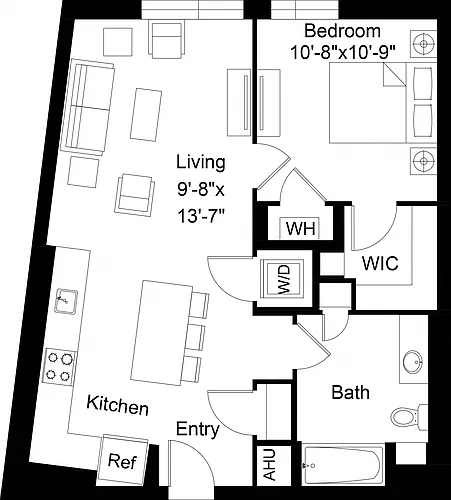 Floor plan 1 Bed/1 Bath-A26