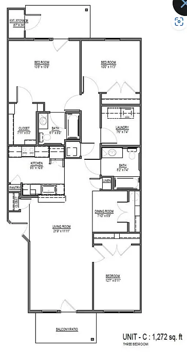 Floor plan 3 Bed 2 Bath