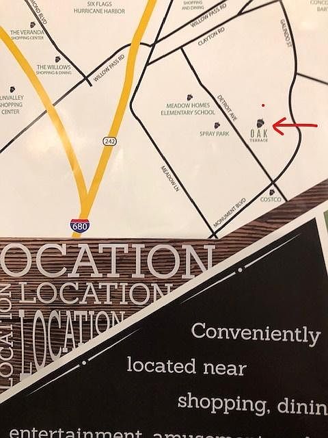 Convenient location, easy access to shops, restaurants and highway 680/242.