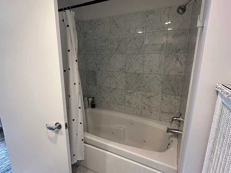 Deep jet tub and marble shower