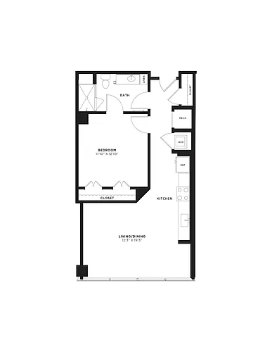 Floor plan 1 Bed/1 Bath-1G
