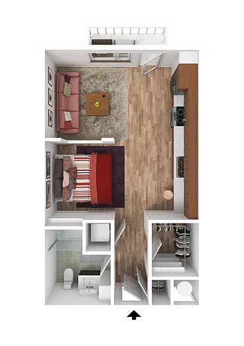 Floor plan Studio - 530 Sq Ft