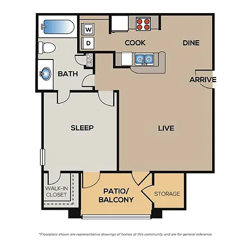 Floor plan 1 Bed - 1 Bath LG