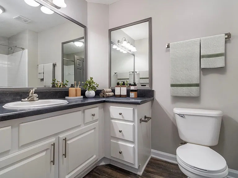 Classic style bathroom vanity with clean finishes and storage