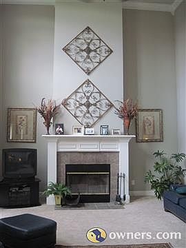 Two story great room with fireplace