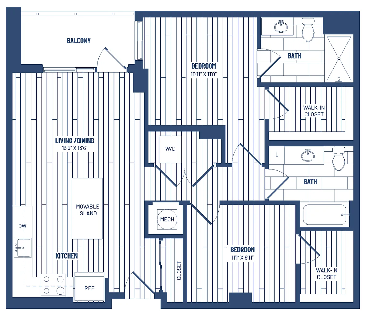 Floor plan 2 Bed/2 Bath Junior-HJR2C x15/x19
