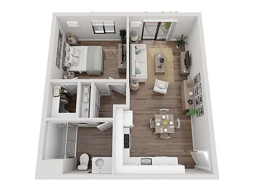 Floor plan One Bedroom with Balcony