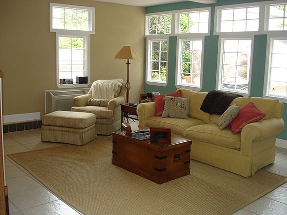 Oversized family room with natural light.