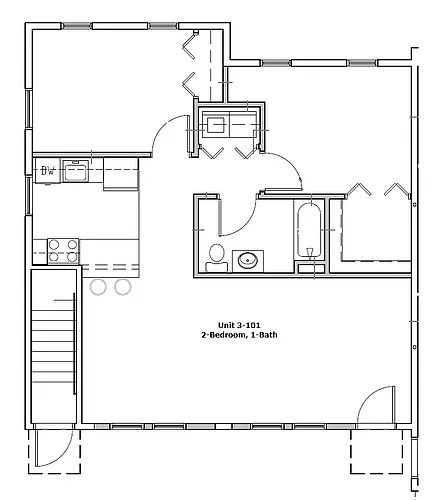 Floor plan 2 Bedroom, 1 Bath