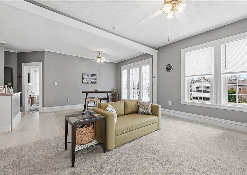Open living and dining area