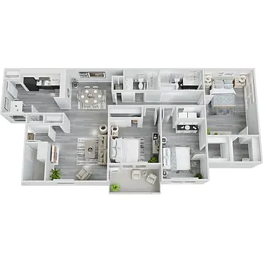 Floor plan Three Bedroom Two Bath - C1