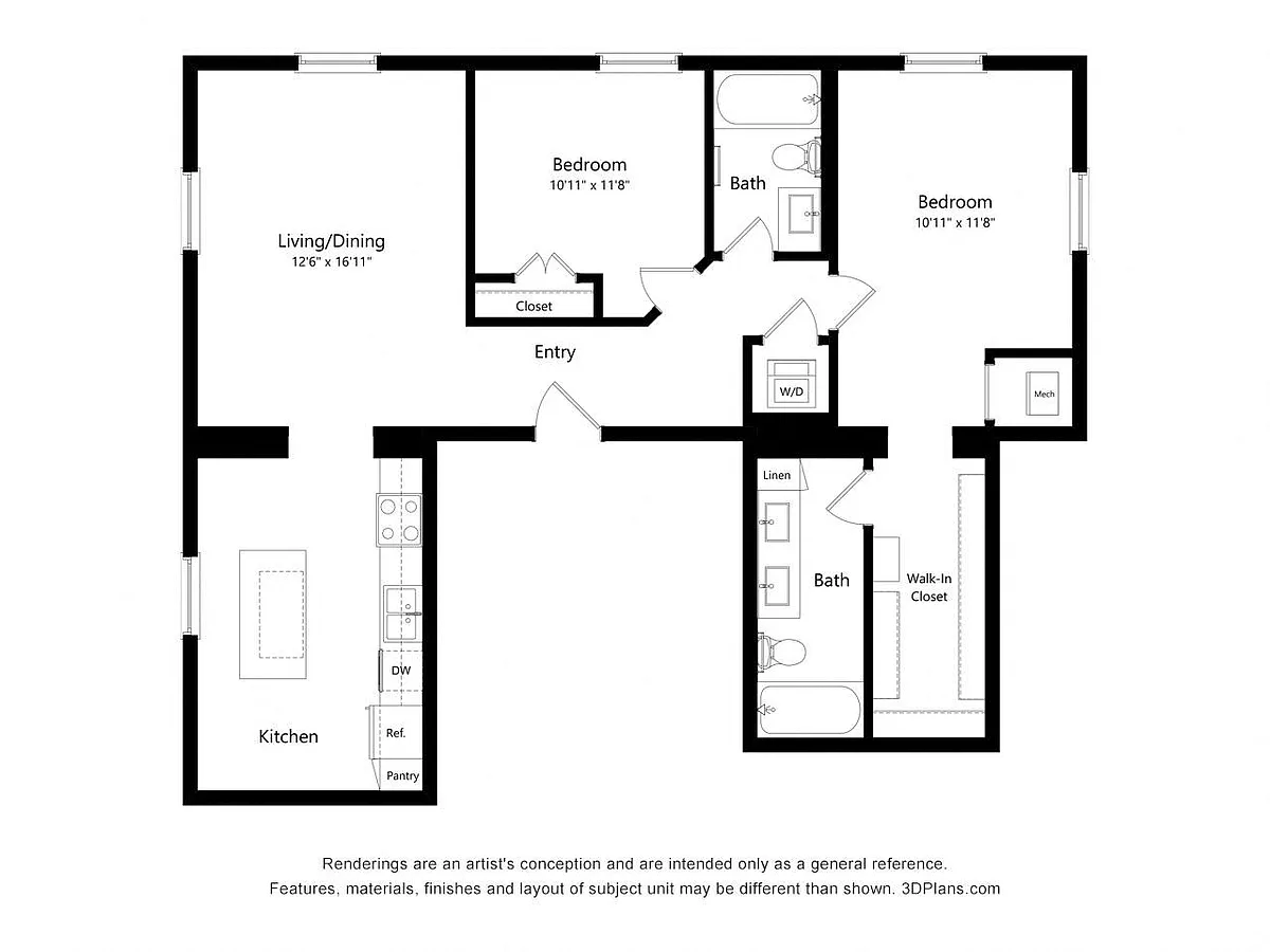 Floor plan Two Bedroom - 2IVB