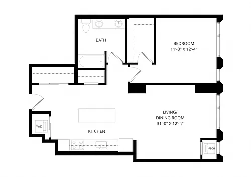 Floor plan One Bedroom - a07