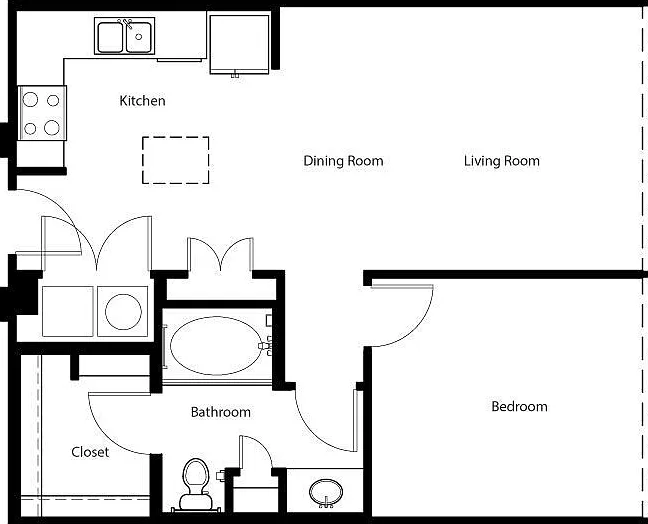 Gallery At Turtle Creek - A1C - 1 Beds - 1 Baths - 831 Sq. ft.