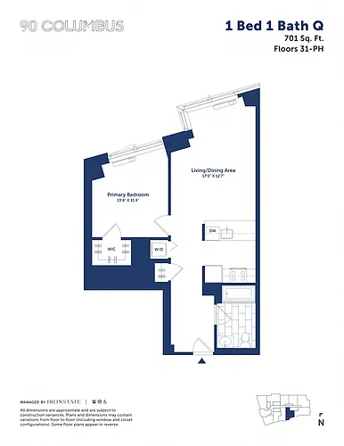 Floor plan 1 Bed 1 Bath Q