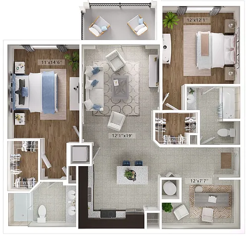 Floor plan Laurel (2 Bed - Den)