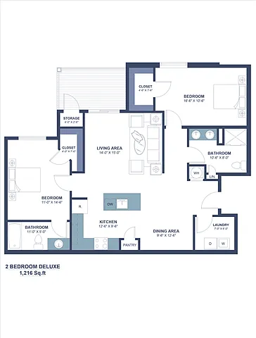 Floor plan Two Bedroom Large