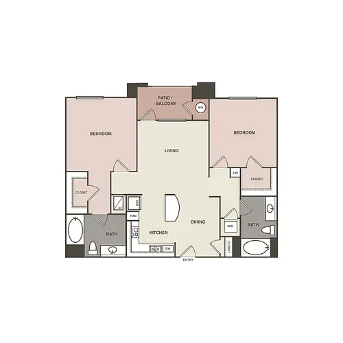 Floor plan 2 Bedrm 2 Bath 1087 Renovated
