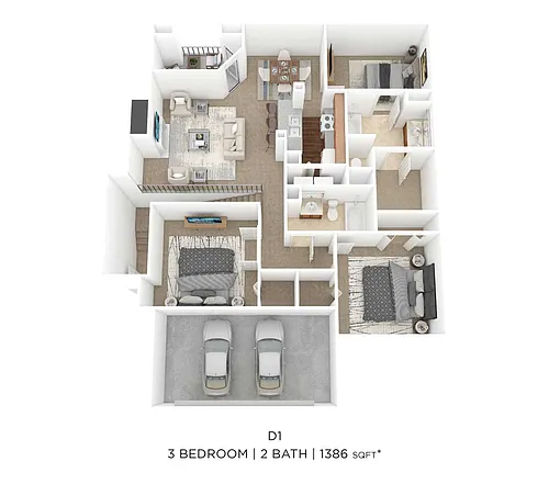 Floor plan Three Bedroom 2 Bath