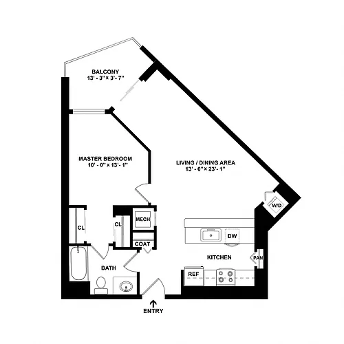 Floor plan 1 Bed/1 Bath-A07