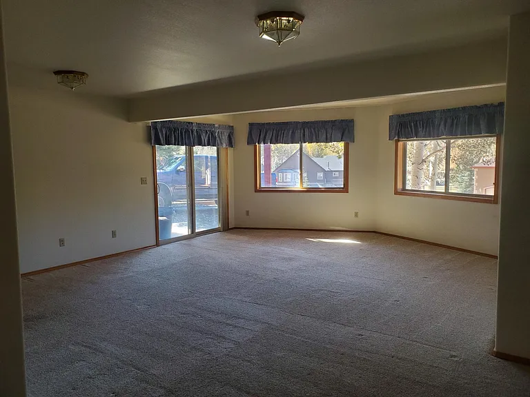 Family room in walkout basement